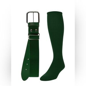 TCK Baseball or Softball Sock/Belt Combo- Dark Green -Adult Medium